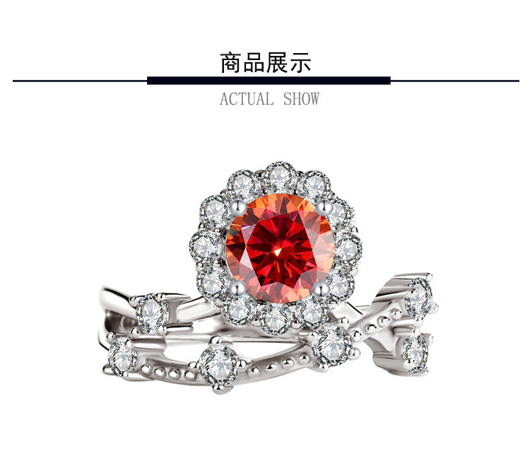 Radiant as a Star1Clamoissanite Ring for Women, Pure Silver, White Gold, Niche Design, Simulated Diamond, Wedding Diamond Ring