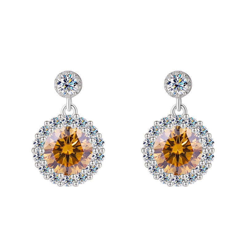 Cross-Border Direct Sales S925Sterling Silver Moissanite Round Stud Earrings Simple Elegant High-end Earrings Moissanite Jewelry Wholesale