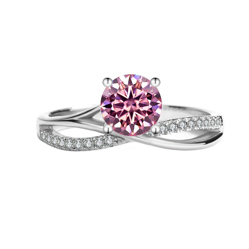 925Sterling Silver D Color Moissanite925Sterling Silver Ring Female Star Galaxy Four-Claw Hot-Selling Classic Wedding Live Streaming Source