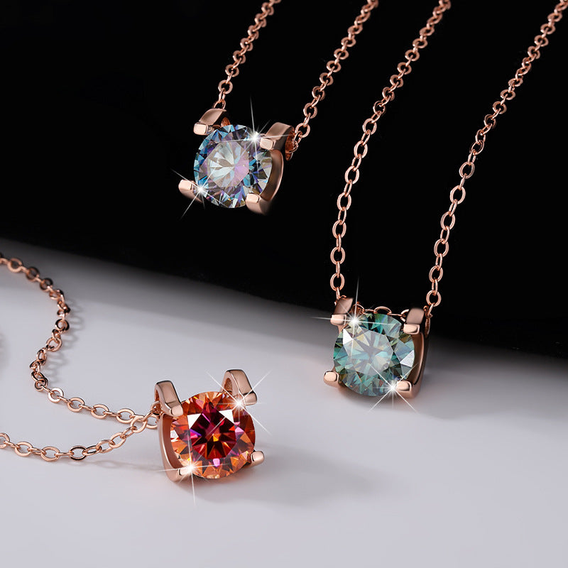 s925Sterling Silver Colorful Moissanite Diamond Bull Head Necklace for Women Classic Pendant Women's Fashion Hot Sale Clavicle Chain Wholesale