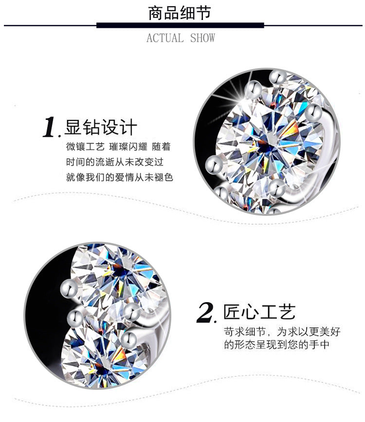 S925Silver D Genuine Moissanite Five-Star Radiance Ring for Women, Simulated Diamond Ring, Platinum-Plated Diamond Ring Wholesale
