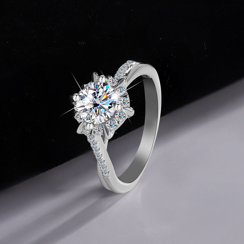 Hot Sale S925Sterling Silver Ring for Women with Moissanite Star Weave Twist Armband, High-end Moissanite Diamond Women's Ring, Factory Wholesale