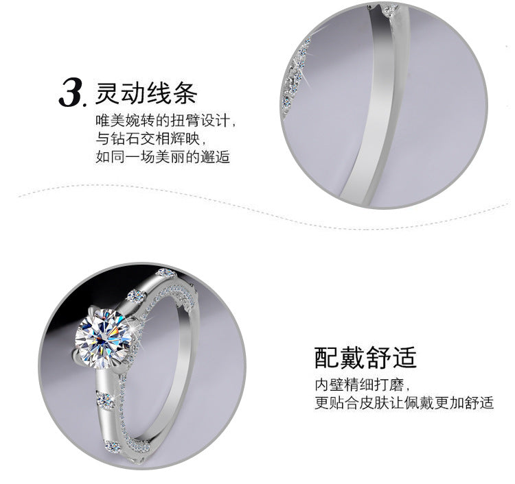 Exclusive for cross-border S925Pure Silver Moissanite Sun Never Sets Women's Diamond Ring Fashion Light Luxury Style Women's Wedding Ring Wholesale