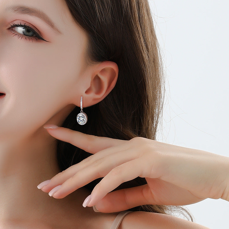 Moissanite S925Sterling Silver Classic Egg-Shaped Earrings Irregular Moissanite Stud Earrings Women Fashion High-End Ear Jewelry Wholesale