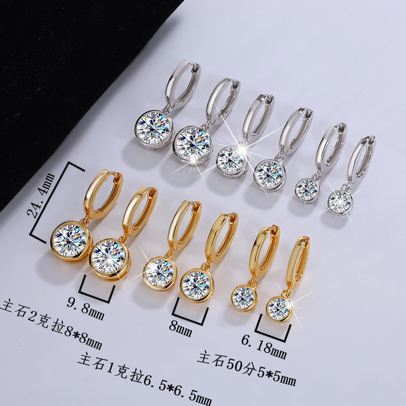 Cross-border wholesale Moissanite Bubble Earrings S925Silver Moissanite Earrings for Women Simple Fashion High-end Ear Jewelry