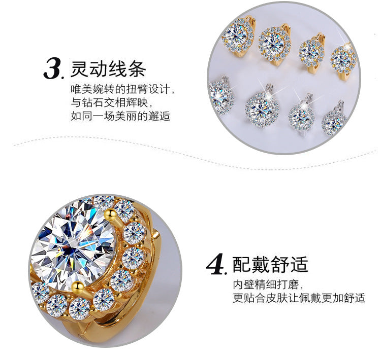 Best seller in europe and america S925Silver Moissanite Sunflower Earrings Simple Fashion Earrings Moissanite Diamond Earrings Factory Wholesale