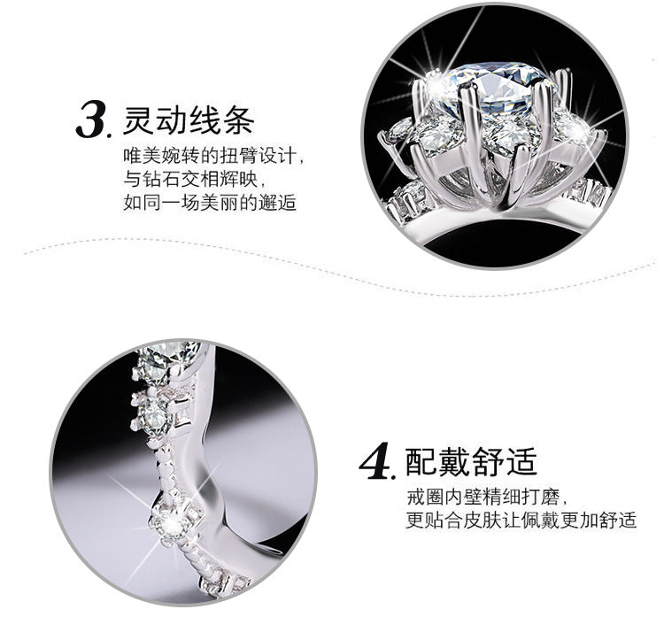 S925Sterling Silver Ring Genuine Moissanite Diamond Starlight Girl Couple Rings Wedding Proposal Gift for Girlfriend