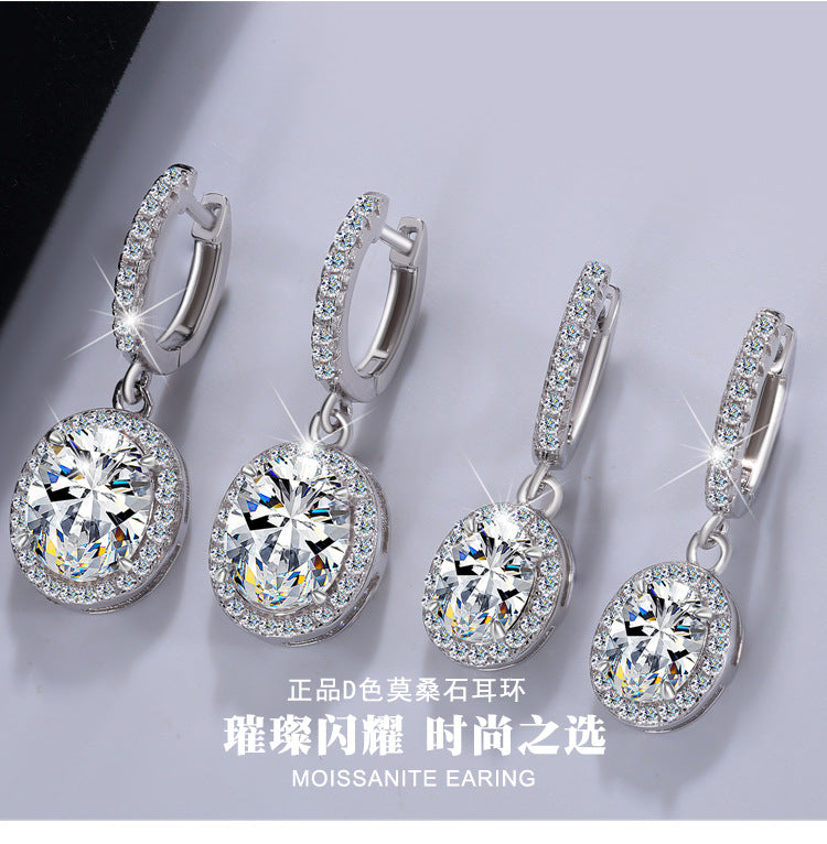 Moissanite S925Sterling Silver Classic Egg-Shaped Earrings Irregular Moissanite Stud Earrings Women Fashion High-End Ear Jewelry Wholesale