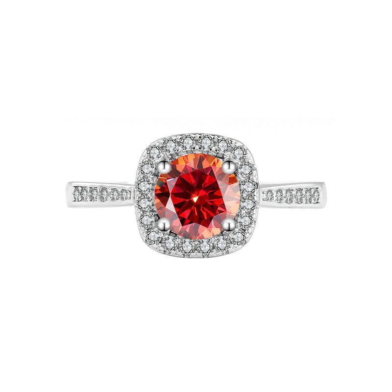 S925Sterling Silver Moissanite Ring for Women Princess Cut Square Bag Sterling Silver White Gold Diamond Imitation Proposal Engagement Wedding Diamond Ring