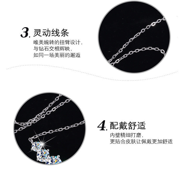 S925Pure Silver Smiling Seven Princess Moissanite Necklace High-end Versatile Collarbone Chain Moissanite Pendant Wholesale