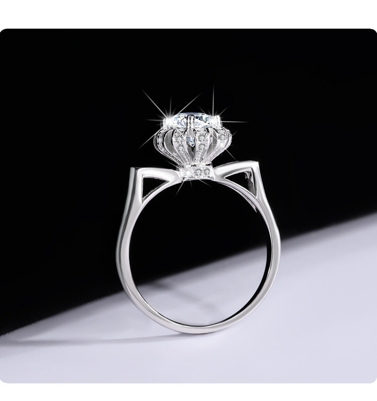 Sterling Silver Moissanite Cat Ear Flower Holding Couple Rings Pair Rings Real Diamond Diamond Ring Proposal Wedding Birthday Gift