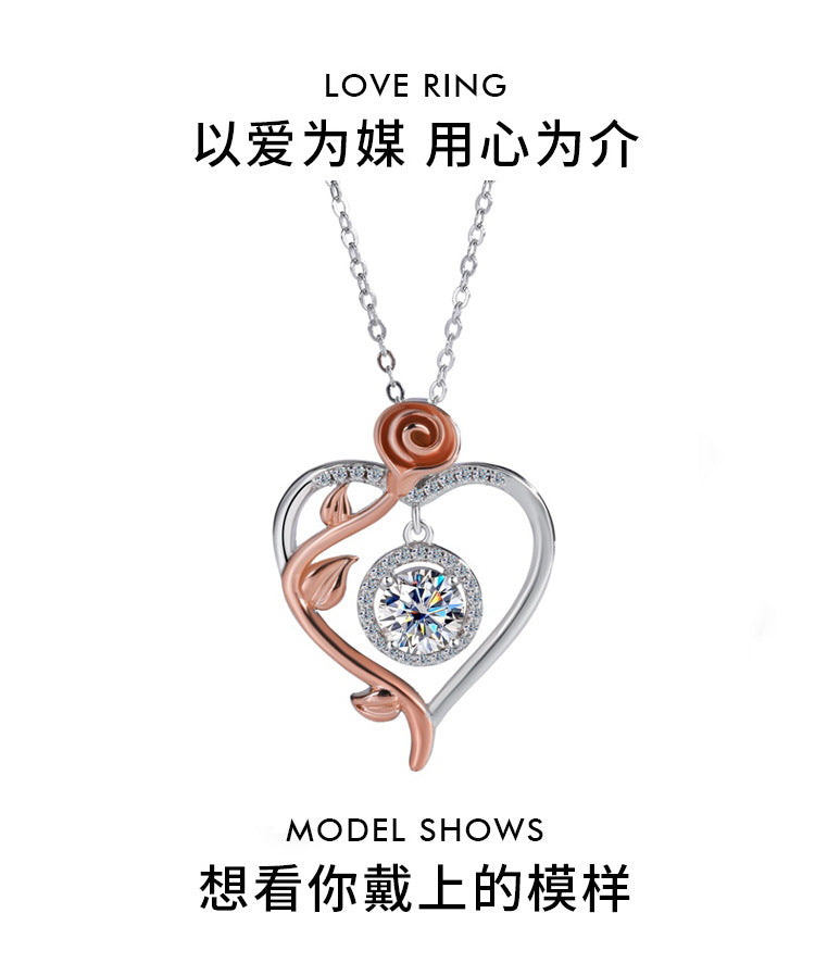 Cross-Border Europe and America S925Sterling Silver Beating Heart Clavicle Chain Necklace for Women Simple High-end Pendant Jewelry Wholesale Accessories