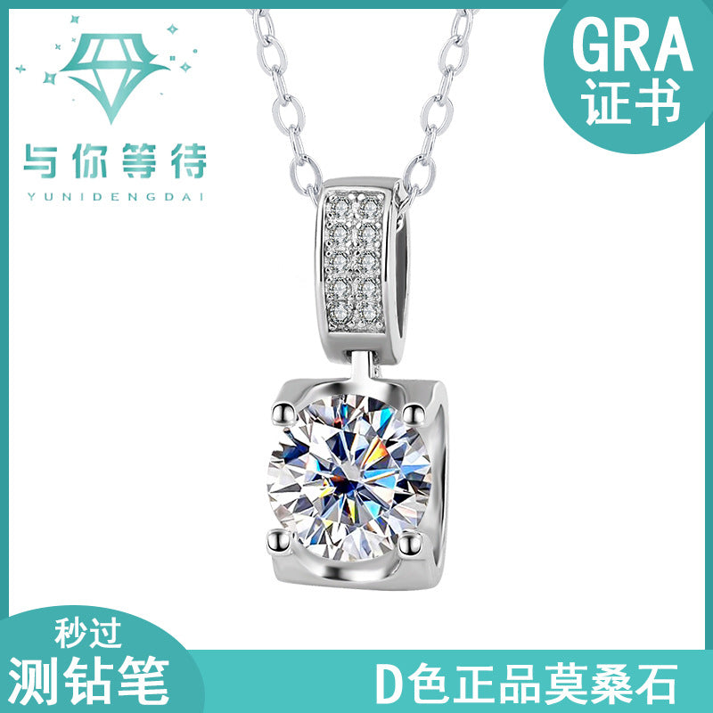 s925Sterling Silver Platinum Plated Micro Inlaid Bull Head Silver Pendant Moissanite Necklace for Women Classic Fashion Collarbone Chain Wholesale
