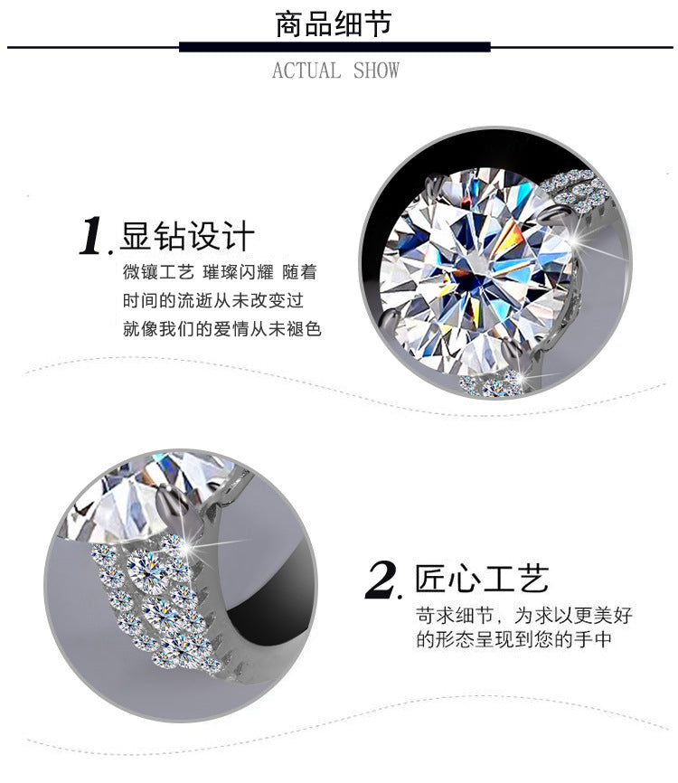 Cross-Border S925Sterling Silver Bow Pigeon Egg10Clamoissanite Ring Luxury Super Flash Women's Ring Factory Wholesale