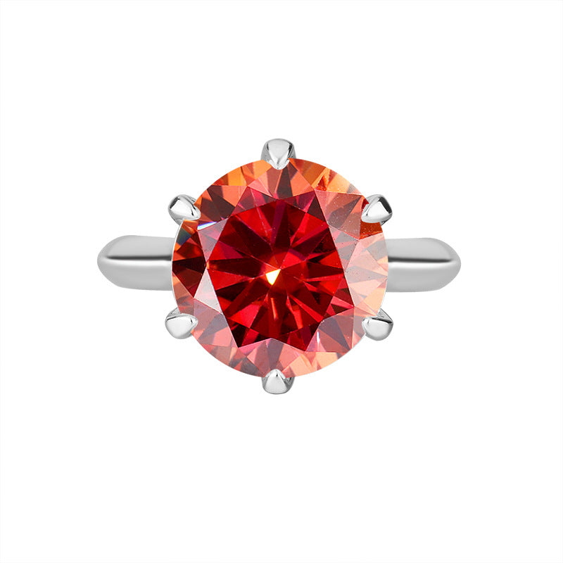 Cross-Border S925Silver T Six-Claw Moissanite3Carat5Carat Ring Classic Six-Prong Crown Proposal Ring Wholesale