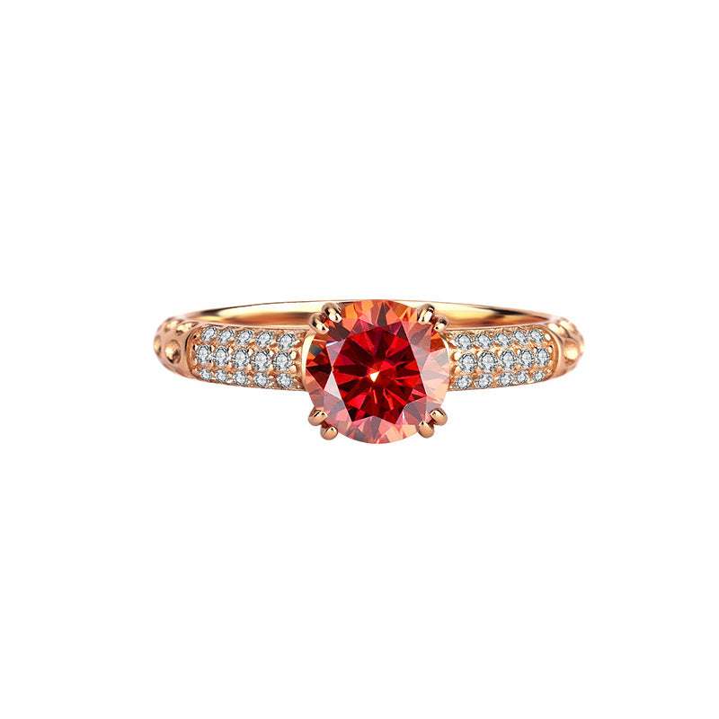 S925Sterling Silver Rose Gold Qianxun Moissanite Diamond Ring European and American TikTok Kuaishou Live Factory Wholesale Brilliant Diamond Ring
