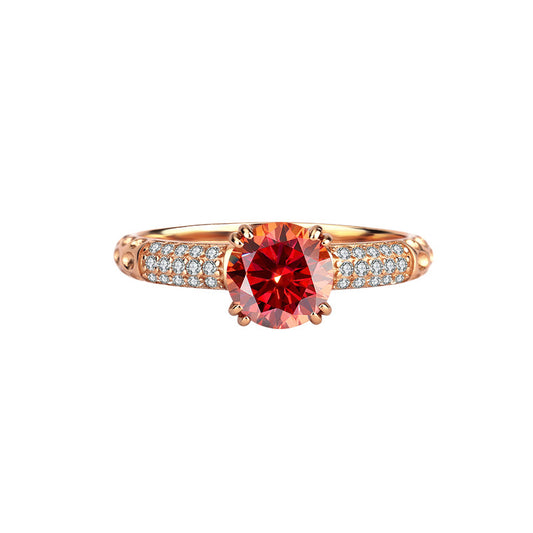 S925Sterling Silver Rose Gold Qianxun Moissanite Diamond Ring European and American TikTok Kuaishou Live Factory Wholesale Brilliant Diamond Ring