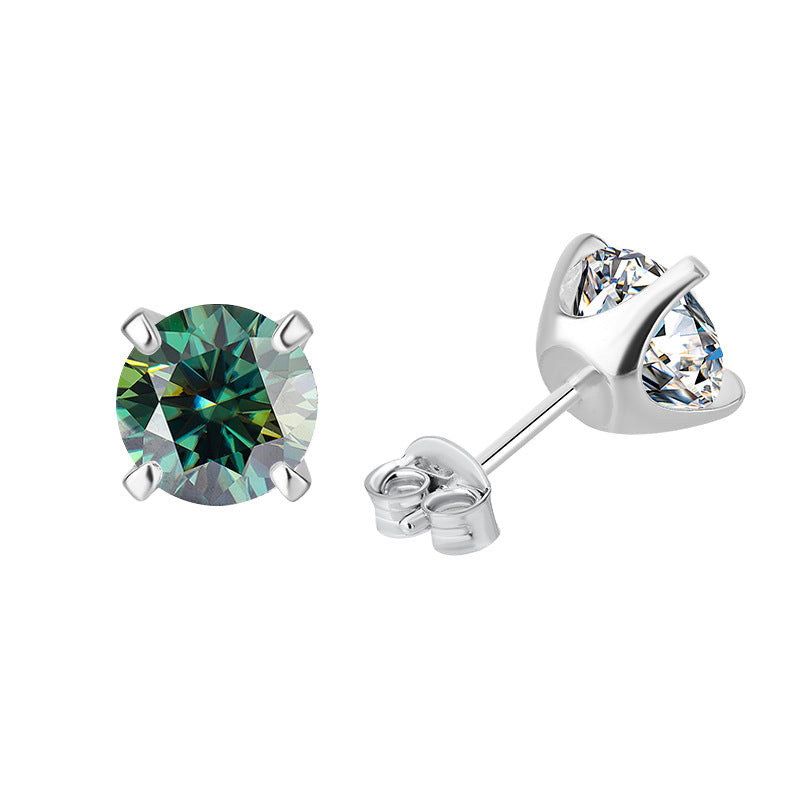 S925Sterling Silver Moissanite Four-Prong Earrings for Women, Classic Moissanite Earrings, Fashionable and Simple Earrings, Factory Wholesale