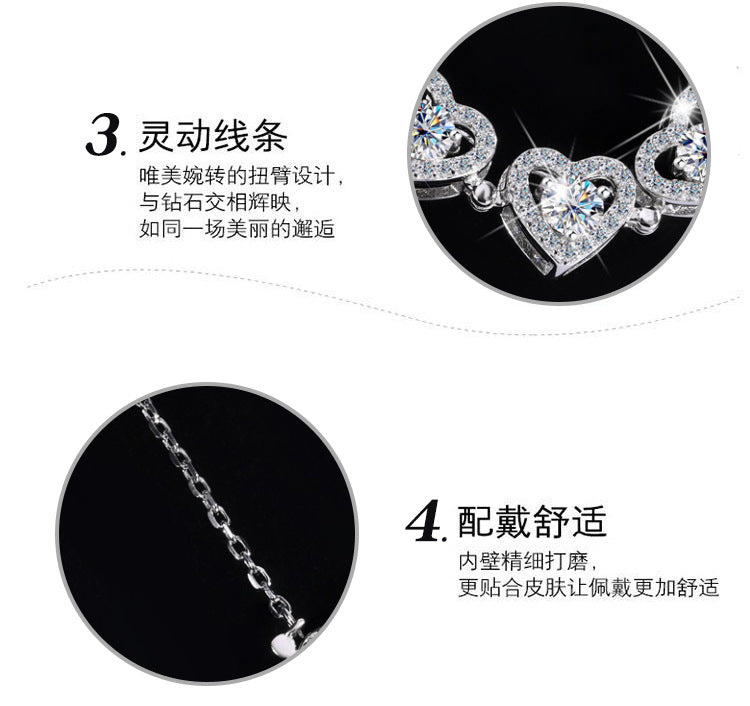 Cross-border Exclusive Pure Silver S925Four-leaf Clover Necklace for Women, Light Luxury Moissanite Diamond Collarbone Chain, Flower-shaped Pendant Wholesale