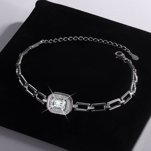 S925Sterling Silver Moissanite Geometric Bracelet 1Carat Irregular Moissanite Bracelet for Women, Light Luxury, Exquisite, Simple, Fashionable