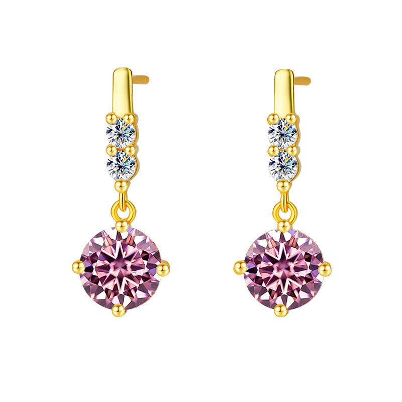 Factory direct sales S925Silver Tassel Dynamic Earrings Moissanite Stud Earrings for Women Moissanite Earrings Exquisite Craftsmanship Wholesale