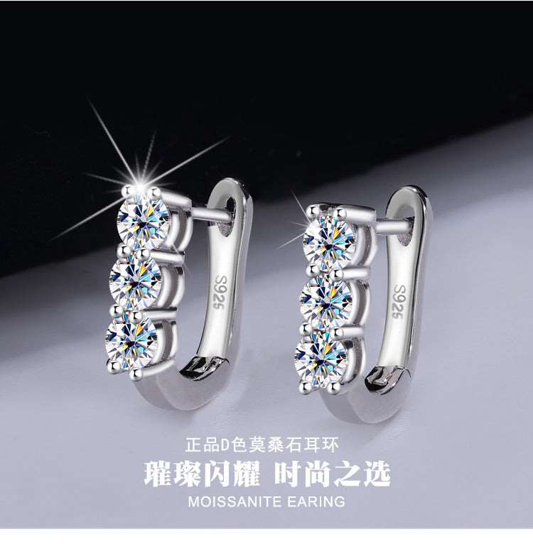 Direct Foreign Trade Sales S925Sterling Silver Full Diamond Moissanite Earrings Fashionable Personality Ear Clips Light Luxury High-end Ear Jewelry Wholesale