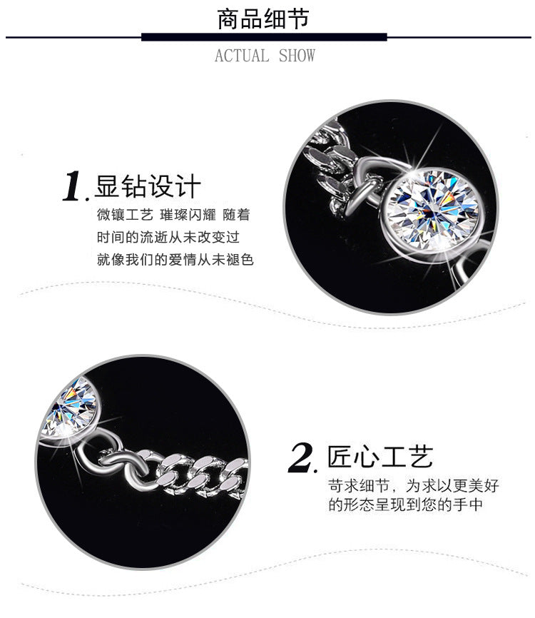 Exclusive for cross-border S925Sterling Silver Moissanite Bubble Bracelet Moissanite Light Luxury Fashion Simple Chain Factory Wholesale