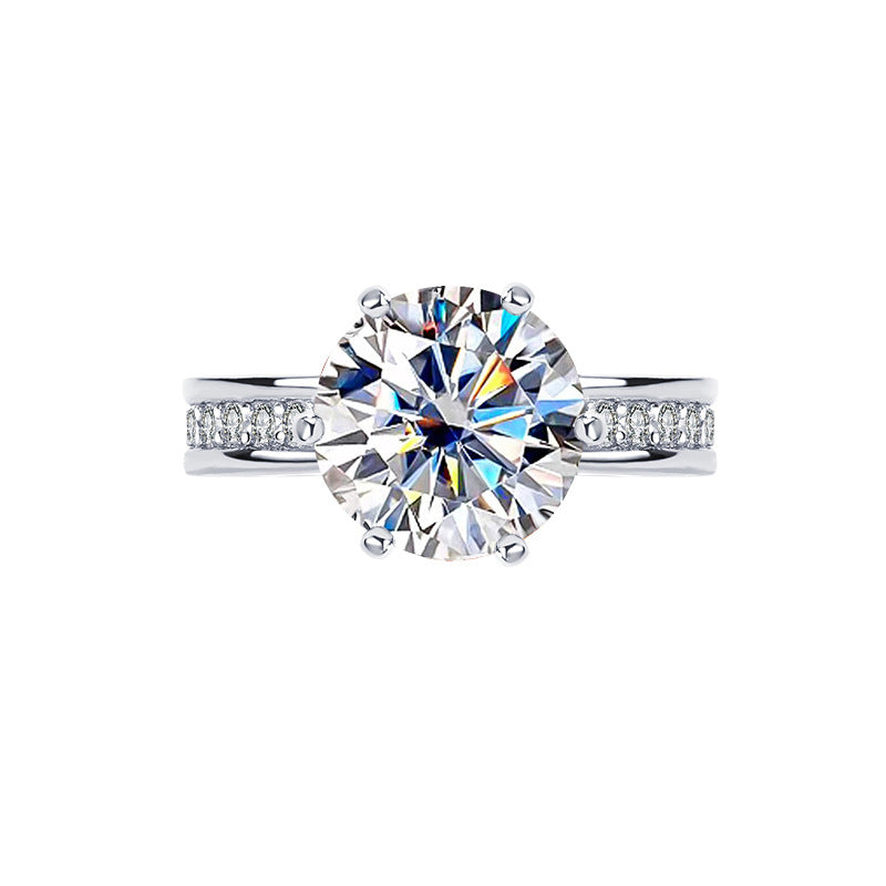 Factory Hot Sale S925Silver Moissanite High Crown Queen Women's Ring Gold Plated Diamond Imitation Proposal Wedding Diamond Ring