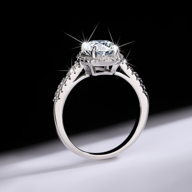 925Pure Silver Genuine Moissanite Diamond Ring2Carat Couple Rings Wedding Proposal Birthday Gift Rings for Girlfriend