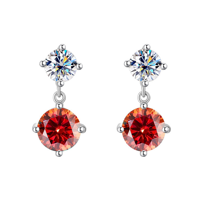 Best seller in europe and america S925Sterling Silver Moissanite Tassel Four-Prong Earrings Korean Style Full Diamond Moissanite Earrings Factory Wholesale