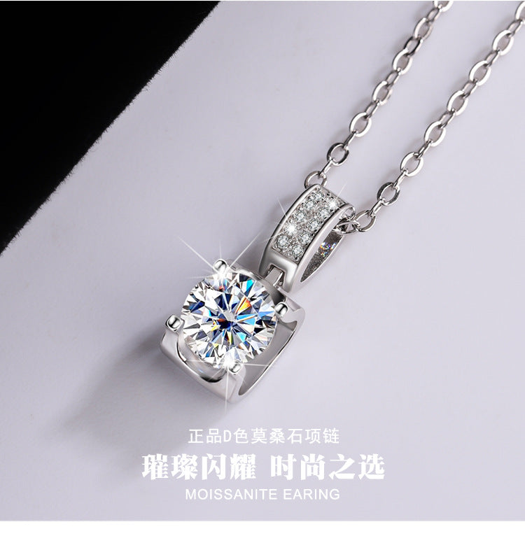 s925Sterling Silver Platinum Plated Micro Inlaid Bull Head Silver Pendant Moissanite Necklace for Women Classic Fashion Collarbone Chain Wholesale