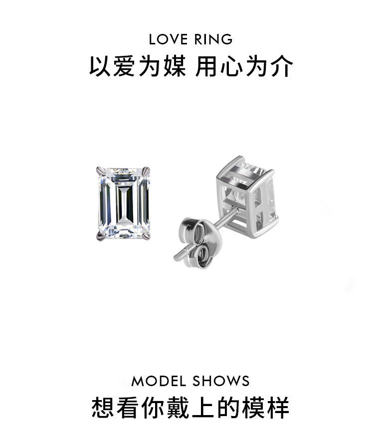 Cross-border hot selling S925Sterling Silver Earrings for Women Simple Elegant Earrings Irregular Moissanite Cut Moissanite Stud Earrings