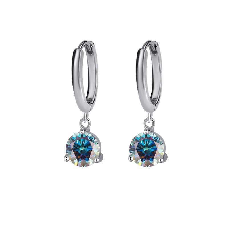 Europe and america cross border S925Sterling Silver Three-Prong Earrings Moissanite Ear Jewelry Classic Simple Hoop Moissanite Stud Earrings Wholesale