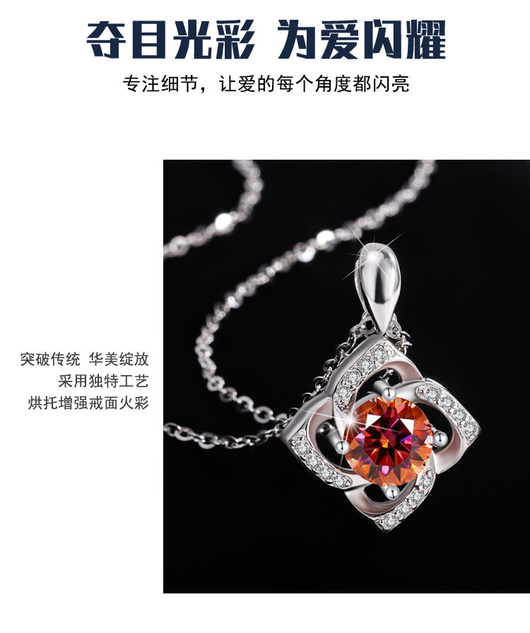 s925Sterling Silver Four-Leaf Clover Necklace Silver Pendant Moissanite Necklace for Women Classic Fashion Collarbone Chain In Stock Wholesale