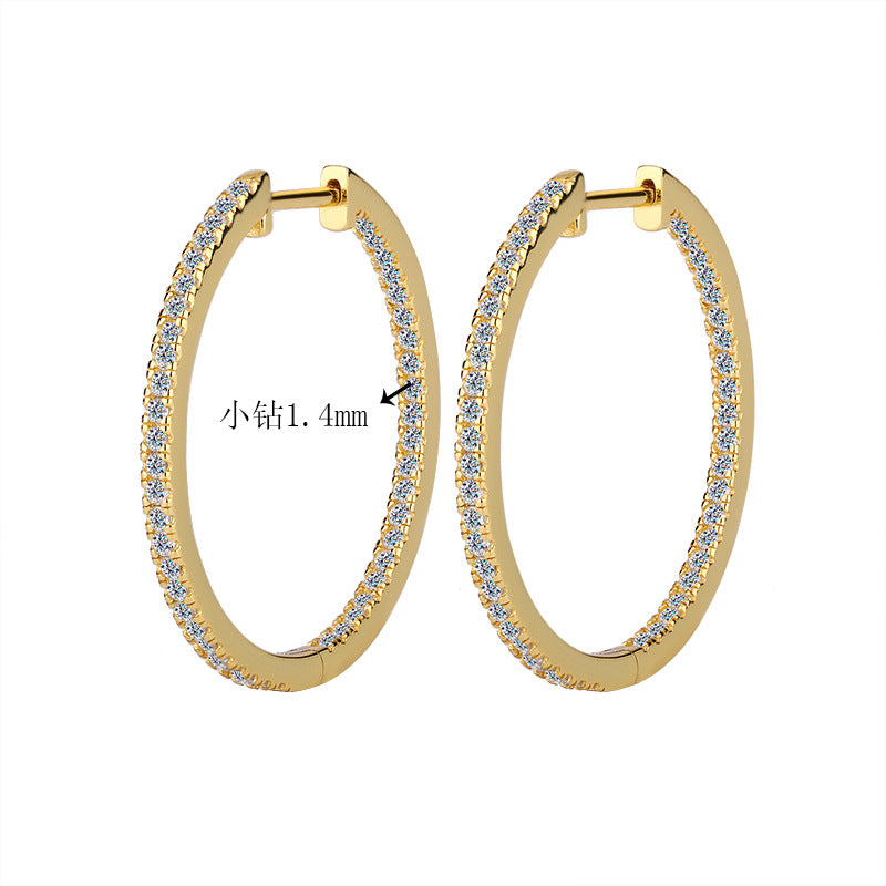 Cross-border European and American Style Large Hoop Earrings S925Sterling Silver Earrings Women's Fashion High-end Moissanite Earrings Factory Wholesale