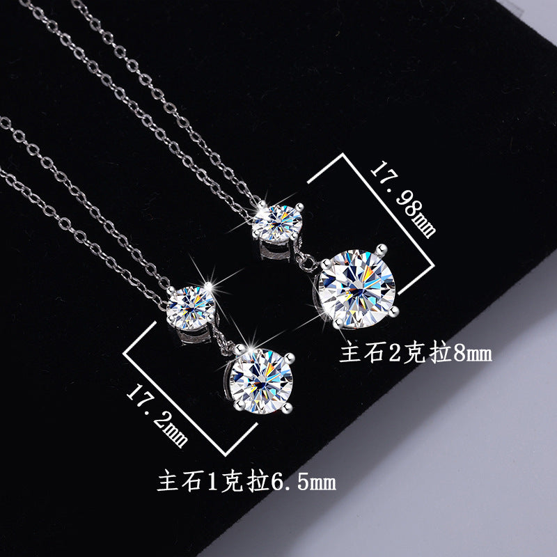 Cross-border Wholesale Direct Sales S925Sterling Silver Moissanite Gourd Necklace for Women Fashion Simple Pendant High-end Clavicle Chain