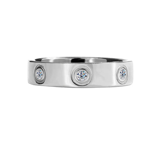 Manufacturer's Cross-Border Hot Sale925Silver Moissanite Simple7Diamond Women's Ring White Gold Diamond Simulated Diamond Ring Couple Ring