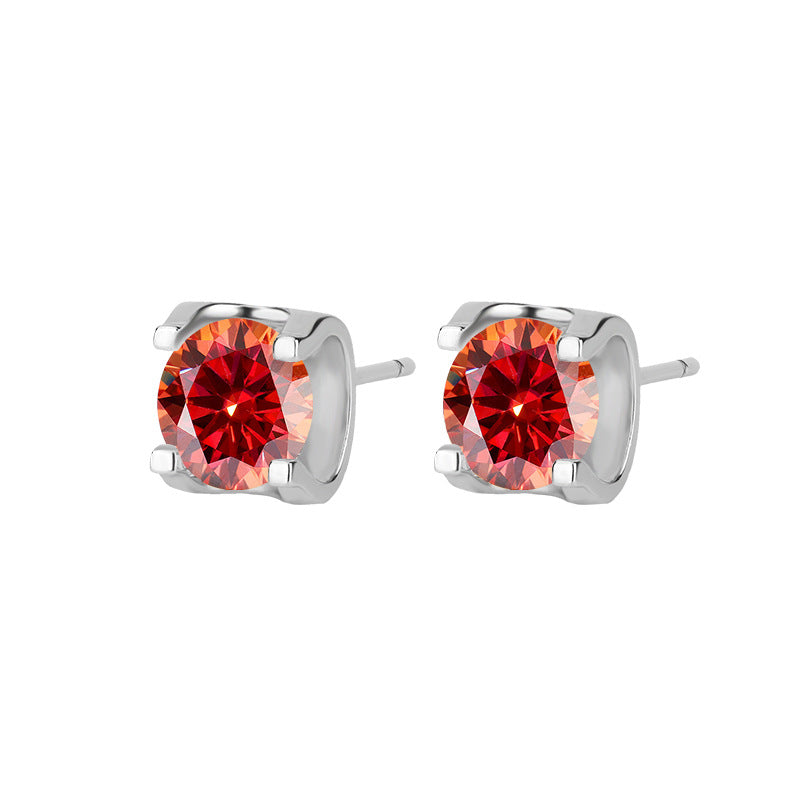 s925Genuine Moissanite Bull Head Earrings1Carat Temperament Simple Moissanite Gift Earrings Live Streaming Source