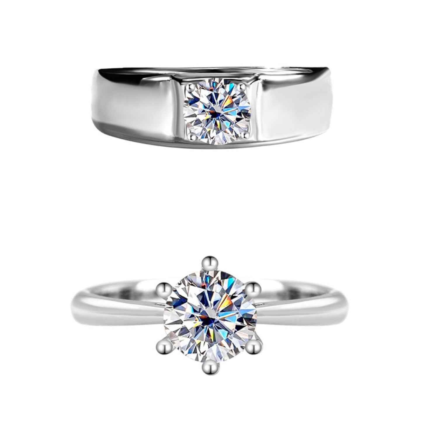 S925Sterling Silver Moissanite Classic Couple Rings Moissanite Jewelry Fashion Proposal Wedding Rings Factory Wholesale