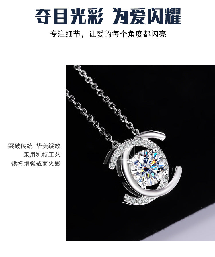 Cross-Border Europe and America S925Sterling Silver Beating Heart Clavicle Chain Necklace for Women Simple High-end Pendant Jewelry Wholesale Accessories