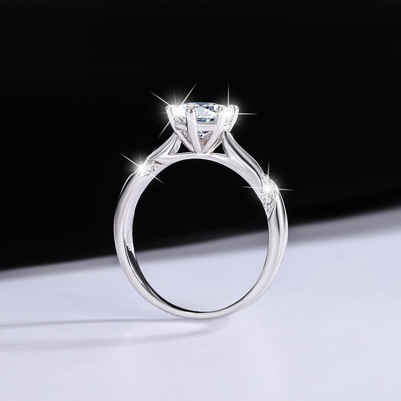 S925Moissanite Ring Psychic Six-Claw Wedding Proposal Pure Silver Ring Moissanite Open Female Direct Manufacturer Sale