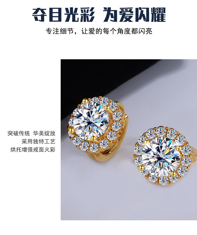 Best seller in europe and america S925Silver Moissanite Sunflower Earrings Simple Fashion Earrings Moissanite Diamond Earrings Factory Wholesale