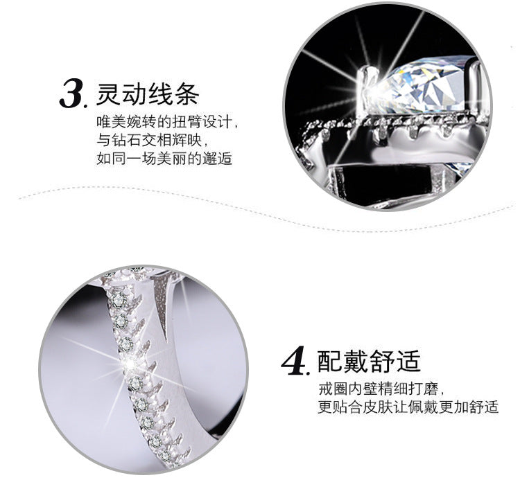 925Sterling Silver Moissanite Diamond Ring Heart-shaped Hollow Couple Rings Wedding Engagement Ring Gift for Girlfriend with Colored Diamond