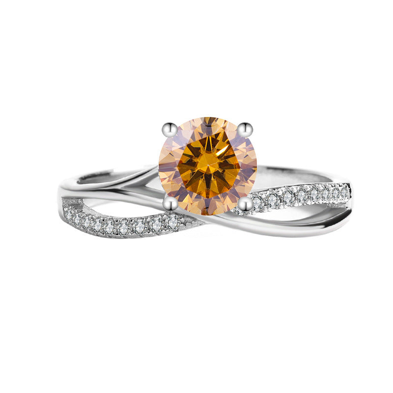 925Sterling Silver D Color Moissanite925Sterling Silver Ring Female Star Galaxy Four-Claw Hot-Selling Classic Wedding Live Streaming Source
