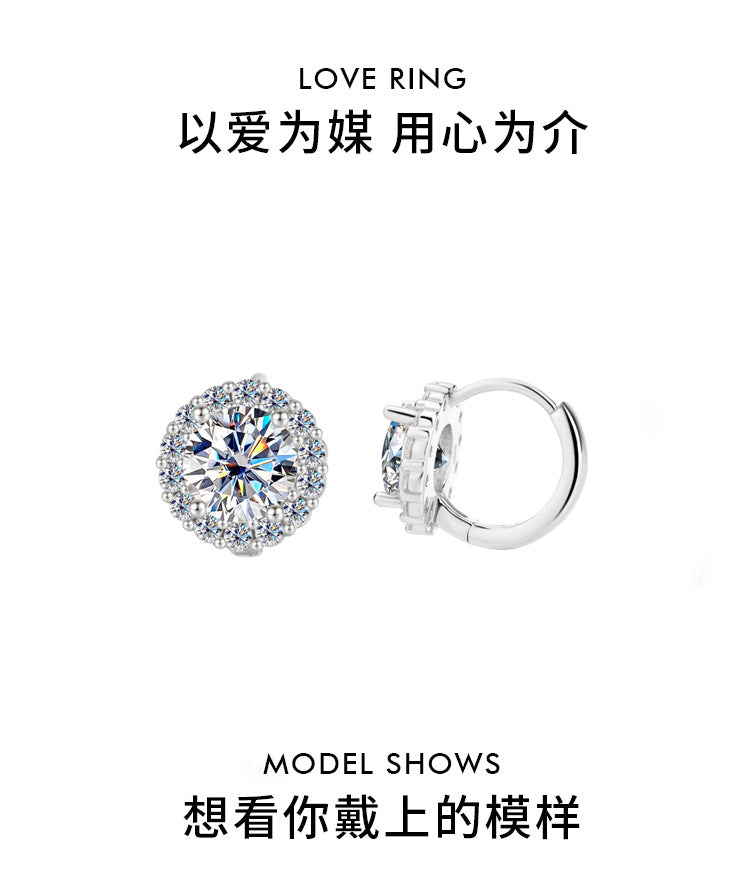 Cross-border hot selling S925Pure Silver Sunflower Moissanite Earrings Simple Elegant Earrings Moissanite Jewelry for Women Wholesale