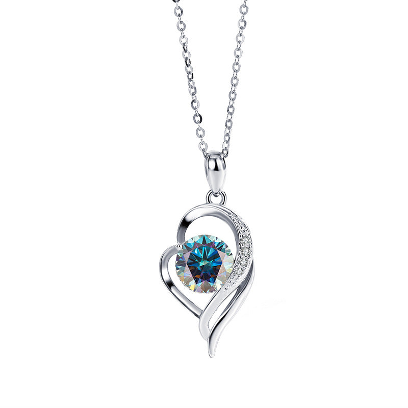 925Sterling Silver VVS1Level Moissanite Diamond Love You Forever One Carat Diamond Necklace Light Luxury Versatile Collarbone Chain