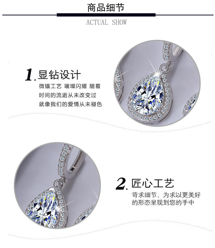 Cross-border wholesale Moissanite Earrings S925Sterling Silver Earrings Classic Premium Water Drop Pear Shape Earrings Moissanite Stud Earrings