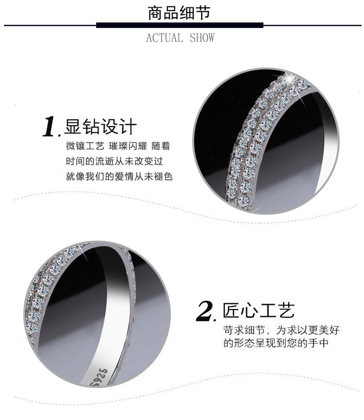 Cross-border hot sale S925Sterling Silver Moissanite Full Diamond Ring Fashionable Elegant Women's Ring Non-Fading Factory Wholesale