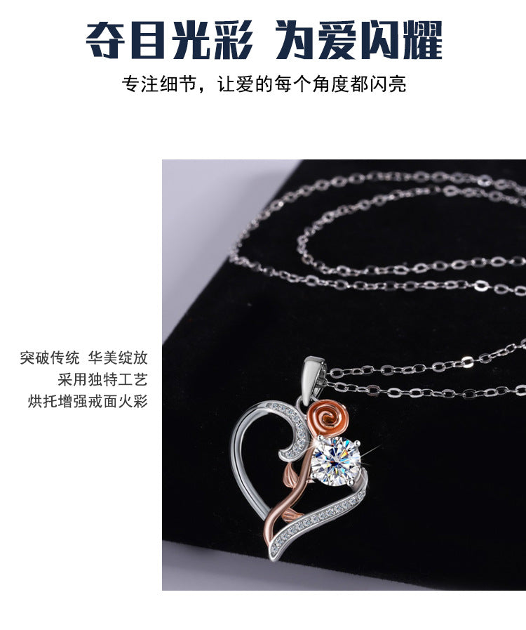 Exclusive for cross-border S925Sterling Silver Only Love You Necklace for Women Moissanite Diamond Pendant Qixi Valentine's Day Collarbone Chain