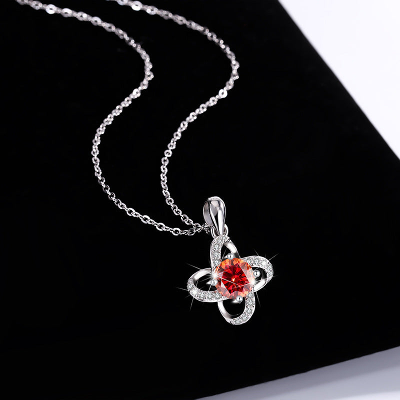 s925Pure Silver Niche Light Luxury Lucky Clover Silver Pendant Moissanite Necklace for Women Classic Fashion Collarbone Chain Wholesale
